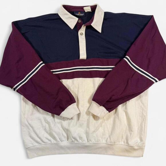 American Vintage Other - Puritan Rugby Shirt Men’s L/XL Vintage 80s 90s Colorblock Long Sleeve